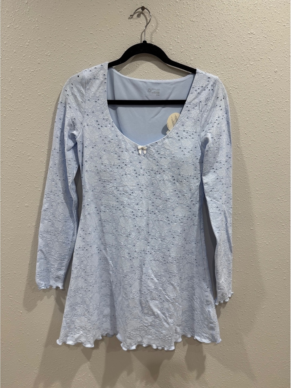 OFFLINE by Aerie Treat Yourself Eyelet Athletic Mini Dress M Blue Coquette